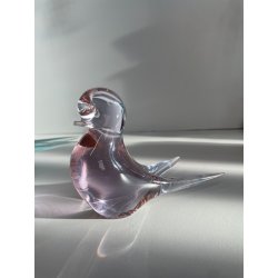COPPIA UCCELLINI VETRO DI MURANO BIRDS GLASS VINTAGE ANNI 70 PURPLE SKY BLUE h11