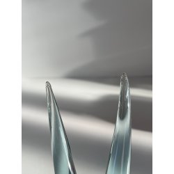 COPPIA UCCELLINI VETRO DI MURANO BIRDS GLASS VINTAGE ANNI 70 PURPLE SKY BLUE h11