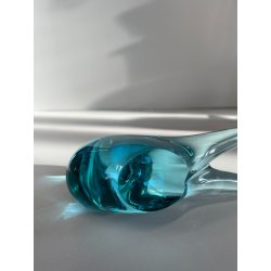 COPPIA UCCELLINI VETRO DI MURANO BIRDS GLASS VINTAGE ANNI 70 PURPLE SKY BLUE h11