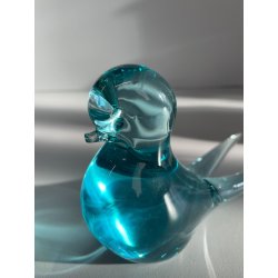 COPPIA UCCELLINI VETRO DI MURANO BIRDS GLASS VINTAGE ANNI 70 PURPLE SKY BLUE h11