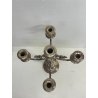 ANTICO GRANDE CANDELABRO METALLO ARGENTATO FIRMATO BROGGI 5 LUMI EPOCA '900