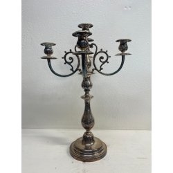 ANTICO GRANDE CANDELABRO METALLO ARGENTATO FIRMATO BROGGI 5 LUMI EPOCA '900
