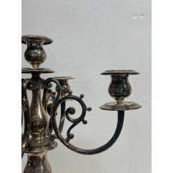 ANTICO GRANDE CANDELABRO METALLO ARGENTATO FIRMATO BROGGI 5 LUMI EPOCA '900