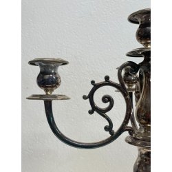 ANTICO GRANDE CANDELABRO METALLO ARGENTATO FIRMATO BROGGI 5 LUMI EPOCA '900