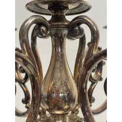 ANTICO GRANDE CANDELABRO METALLO ARGENTATO FIRMATO BROGGI 5 LUMI EPOCA '900
