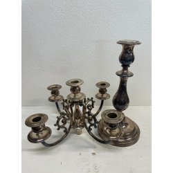ANTICO GRANDE CANDELABRO METALLO ARGENTATO FIRMATO BROGGI 5 LUMI EPOCA '900