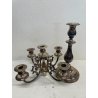 ANTICO GRANDE CANDELABRO METALLO ARGENTATO FIRMATO BROGGI 5 LUMI EPOCA '900