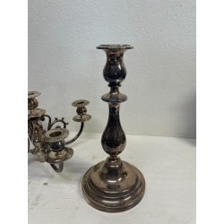 ANTICO GRANDE CANDELABRO METALLO ARGENTATO FIRMATO BROGGI 5 LUMI EPOCA '900