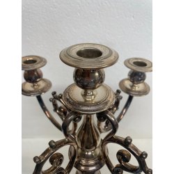 ANTICO GRANDE CANDELABRO METALLO ARGENTATO FIRMATO BROGGI 5 LUMI EPOCA '900