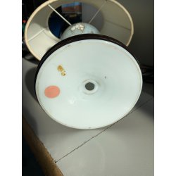 LAMPADA A PETROLIO ELETTRIFICATA VETRO OPALINO DECORO PAESAGGIO MAPPAMONDO 58 cm