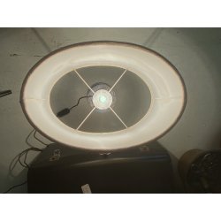 LAMPADA A PETROLIO ELETTRIFICATA VETRO OPALINO DECORO PAESAGGIO MAPPAMONDO 58 cm