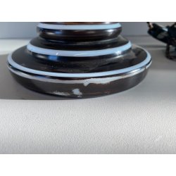 LAMPADA A PETROLIO ELETTRIFICATA VETRO OPALINO DECORO PAESAGGIO MAPPAMONDO 58 cm