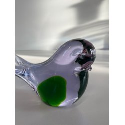 UCCELLO VETRO DI MURANO BIRD GLASS VINTAGE ANNI 70 PURPLE GREEN h 11 CM ITALIA