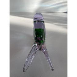 UCCELLO VETRO DI MURANO BIRD GLASS VINTAGE ANNI 70 PURPLE GREEN h 11 CM ITALIA