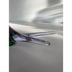UCCELLO VETRO DI MURANO BIRD GLASS VINTAGE ANNI 70 PURPLE GREEN h 11 CM ITALIA