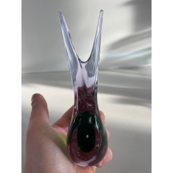 UCCELLO VETRO DI MURANO BIRD GLASS VINTAGE ANNI 70 PURPLE GREEN h 11 CM ITALIA