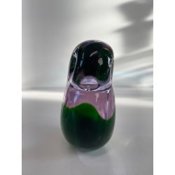 UCCELLO VETRO DI MURANO BIRD GLASS VINTAGE ANNI 70 PURPLE GREEN h 11 CM ITALIA