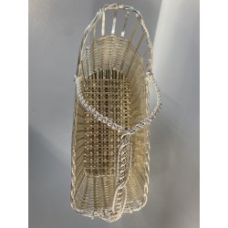 CESTINO INTRECCIO VIMINI Christofle Francia  PORTABOTTIGLIA ARGENTATO VINTAGE