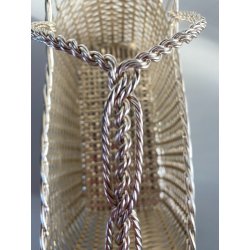 CESTINO INTRECCIO VIMINI Christofle Francia  PORTABOTTIGLIA ARGENTATO VINTAGE