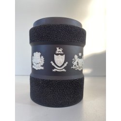 BARATTOLO PER TABACCO JASPERWARE Wedgwood BASALTO NERO STEMMI BIANCHI RILIEVO