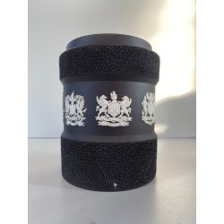 BARATTOLO PER TABACCO JASPERWARE Wedgwood BASALTO NERO STEMMI BIANCHI RILIEVO