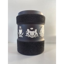 BARATTOLO PER TABACCO JASPERWARE Wedgwood BASALTO NERO STEMMI BIANCHI RILIEVO
