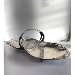 CESTINO VASSOIO Art Nouveau METALLO ARGENTATO Juventa Prima Metal PRIMO '900