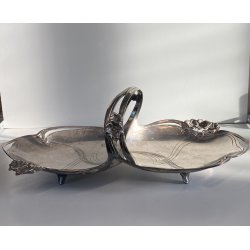 CESTINO VASSOIO Art Nouveau METALLO ARGENTATO Juventa Prima Metal PRIMO '900