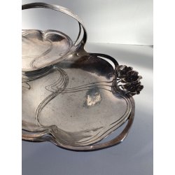 CESTINO VASSOIO Art Nouveau METALLO ARGENTATO Juventa Prima Metal PRIMO '900