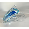 DELFINO VETRO DI MURANO DOLPHIN GLASS VINTAGE ANNI 70 SKY BLUE h 10,5 CM ITALIA