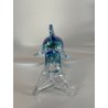 DELFINO VETRO DI MURANO DOLPHIN GLASS VINTAGE ANNI 70 SKY BLUE h 10,5 CM ITALIA