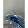 DELFINO VETRO DI MURANO DOLPHIN GLASS VINTAGE ANNI 70 SKY BLUE h 10,5 CM ITALIA
