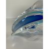 DELFINO VETRO DI MURANO DOLPHIN GLASS VINTAGE ANNI 70 SKY BLUE h 10,5 CM ITALIA
