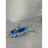 DELFINO VETRO DI MURANO DOLPHIN GLASS VINTAGE ANNI 70 SKY BLUE h 10,5 CM ITALIA