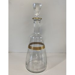 BOTTIGLIA DECANTER VINTAGE BOHEMIA CRISTALLO MOLATO DECORO DORATO ANNI '70