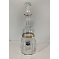 BOTTIGLIA DECANTER VINTAGE BOHEMIA CRISTALLO MOLATO DECORO DORATO ANNI '70