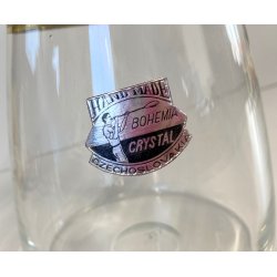 BOTTIGLIA DECANTER VINTAGE BOHEMIA CRISTALLO MOLATO DECORO DORATO ANNI '70