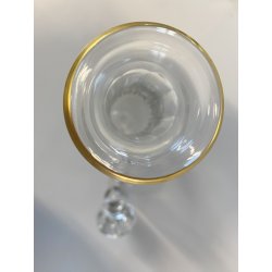 BOTTIGLIA DECANTER VINTAGE BOHEMIA CRISTALLO MOLATO DECORO DORATO ANNI '70