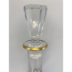 BOTTIGLIA DECANTER VINTAGE BOHEMIA CRISTALLO MOLATO DECORO DORATO ANNI '70