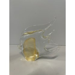 PESCE VETRO DI MURANO FISH GLASS VINTAGE ANNI 70 FOGLIA ORO h 16 CM ITALIA