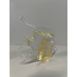 PESCE VETRO DI MURANO FISH GLASS VINTAGE ANNI 70 FOGLIA ORO h 16 CM ITALIA