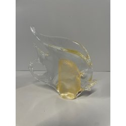 PESCE VETRO DI MURANO FISH GLASS VINTAGE ANNI 70 FOGLIA ORO h 16 CM ITALIA