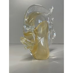 PESCE VETRO DI MURANO FISH GLASS VINTAGE ANNI 70 FOGLIA ORO h 16 CM ITALIA