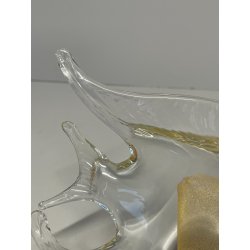 PESCE VETRO DI MURANO FISH GLASS VINTAGE ANNI 70 FOGLIA ORO h 16 CM ITALIA