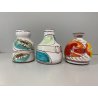 SET 3 PICCOLO VASO CARAMICA SMALTO POLICROMO VINTAGE De Simone LINEA FOLK 1964