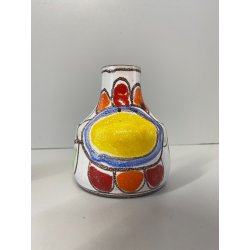 SET 3 PICCOLO VASO CARAMICA SMALTO POLICROMO VINTAGE De Simone LINEA FOLK 1964