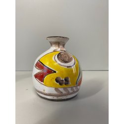 SET 3 PICCOLO VASO CARAMICA SMALTO POLICROMO VINTAGE De Simone LINEA FOLK 1964