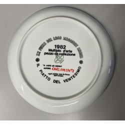 PIATTO DECORATIVO CERAMICA Carlo Monti  PAESAGGIO XX Fiera LAGO MAGGIORE '82 ø24