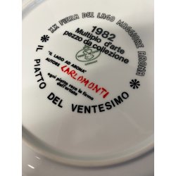 PIATTO DECORATIVO CERAMICA Carlo Monti  PAESAGGIO XX Fiera LAGO MAGGIORE '82 ø24