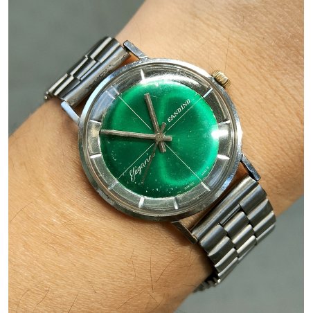 OROLOGIO POLSO Candino Elegance GREEN DIAL anni 60 Vintage Wrist Watch MONTRE